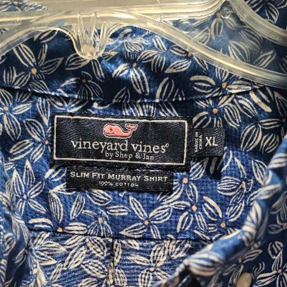 VINEYARD VINES Murray Shirt - Slim Fit XL Blue Floral Short Sleeve - Picture 2 of 4